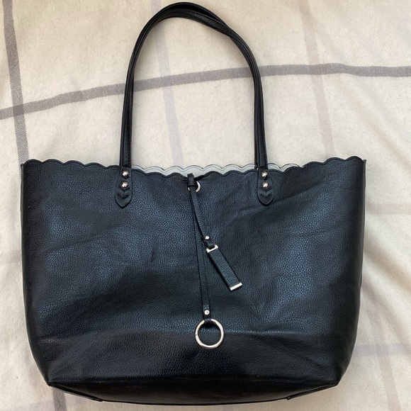 2 Piece Faux Leather Black Tote and Crossbody Purse Set - Picture 5 of 16